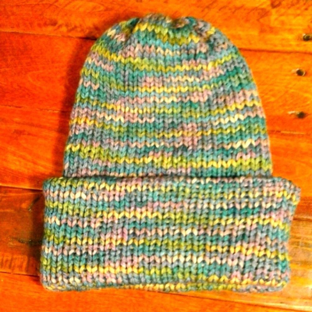 Handmade Knit Hat Double Thick Multi-Color